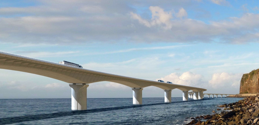 Launch of the Nouvelle Route du Littoral coastal highway on Reunion Island, including France's longest offshore viaduct 